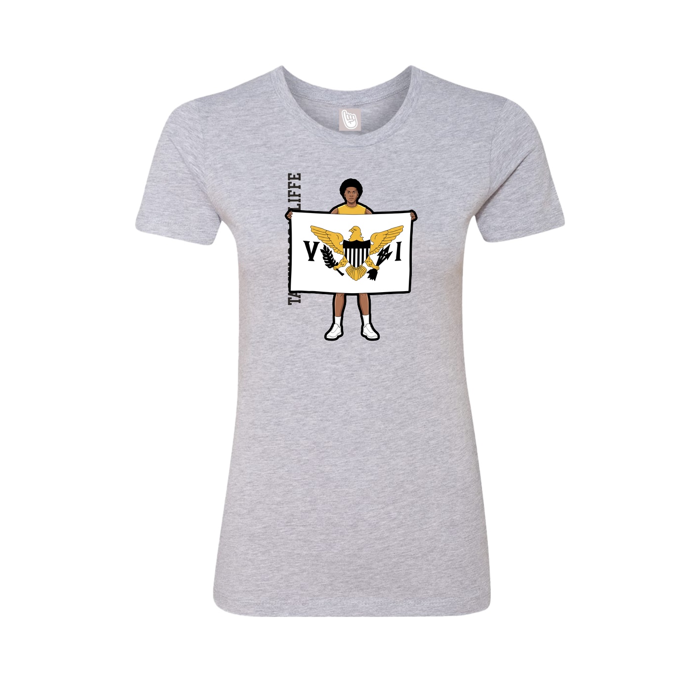 Womens Tee — Name Vertical in Grey