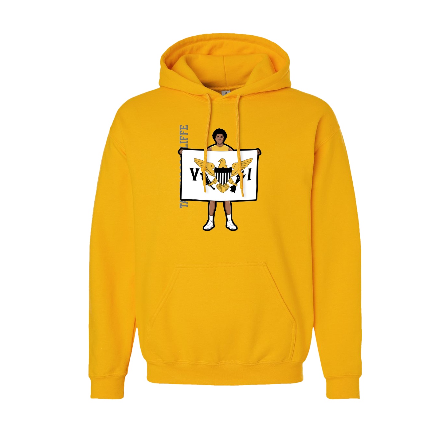 Youth Hoodie — Name Vertical in Gold