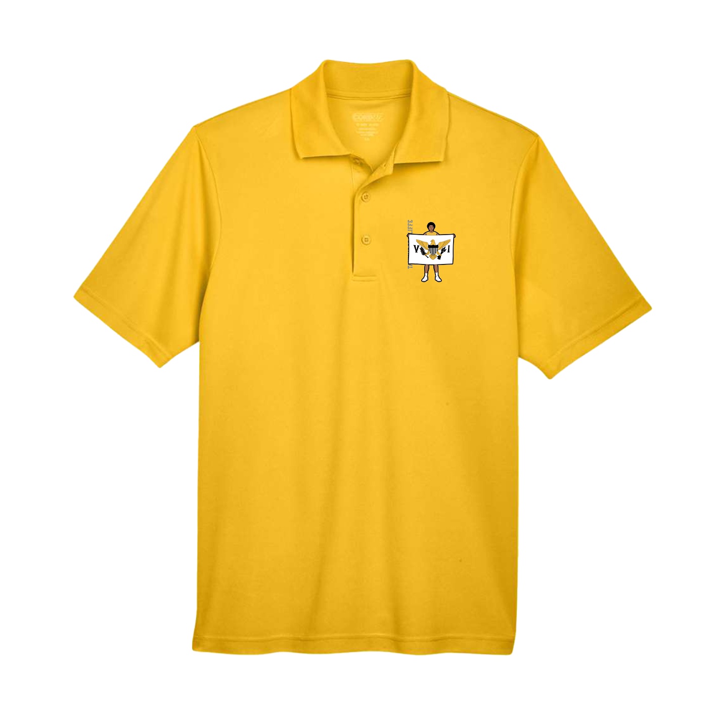Performance Polo — Name Vertical in Gold