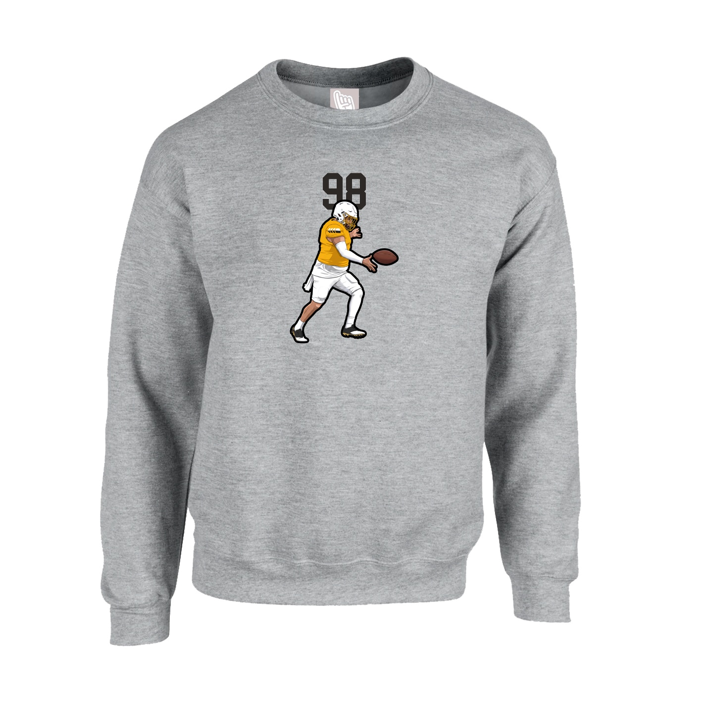Fleece Crew — Number Top in Grey
