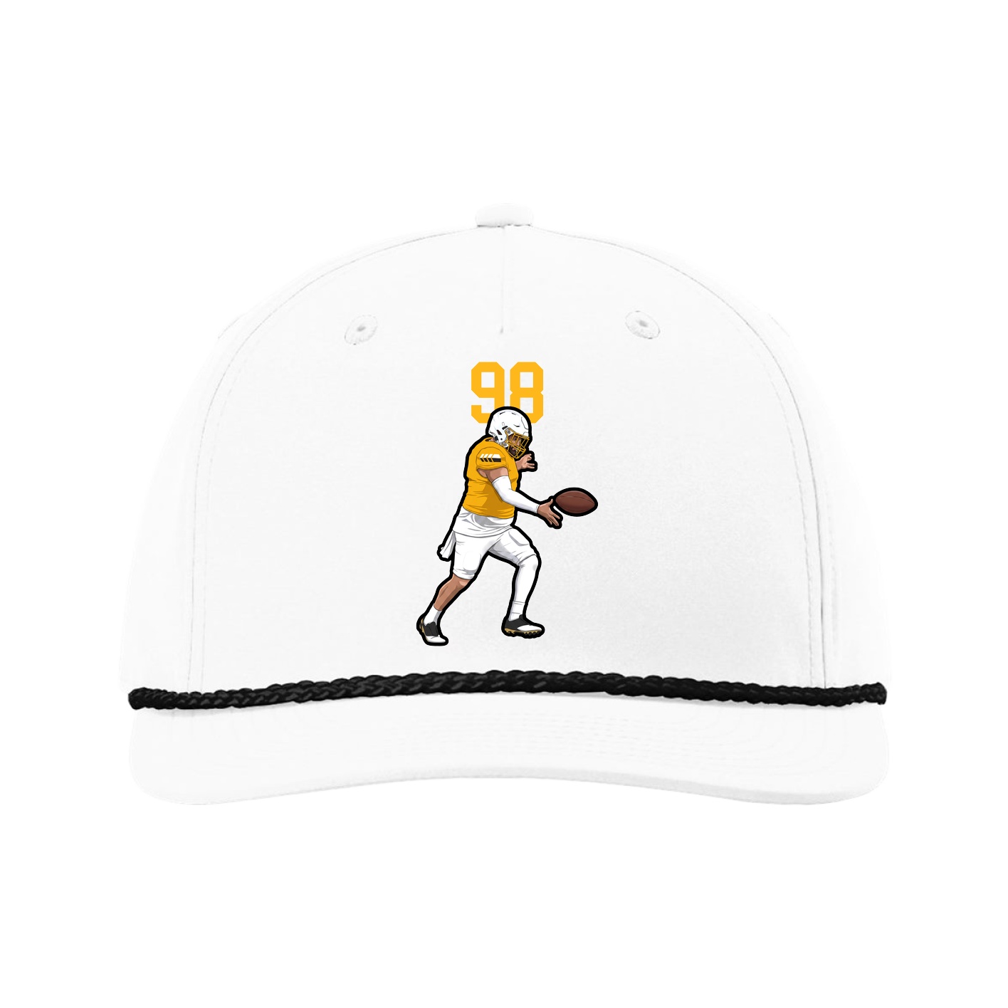 Five-Panel Classic Rope Cap — Number Top in White