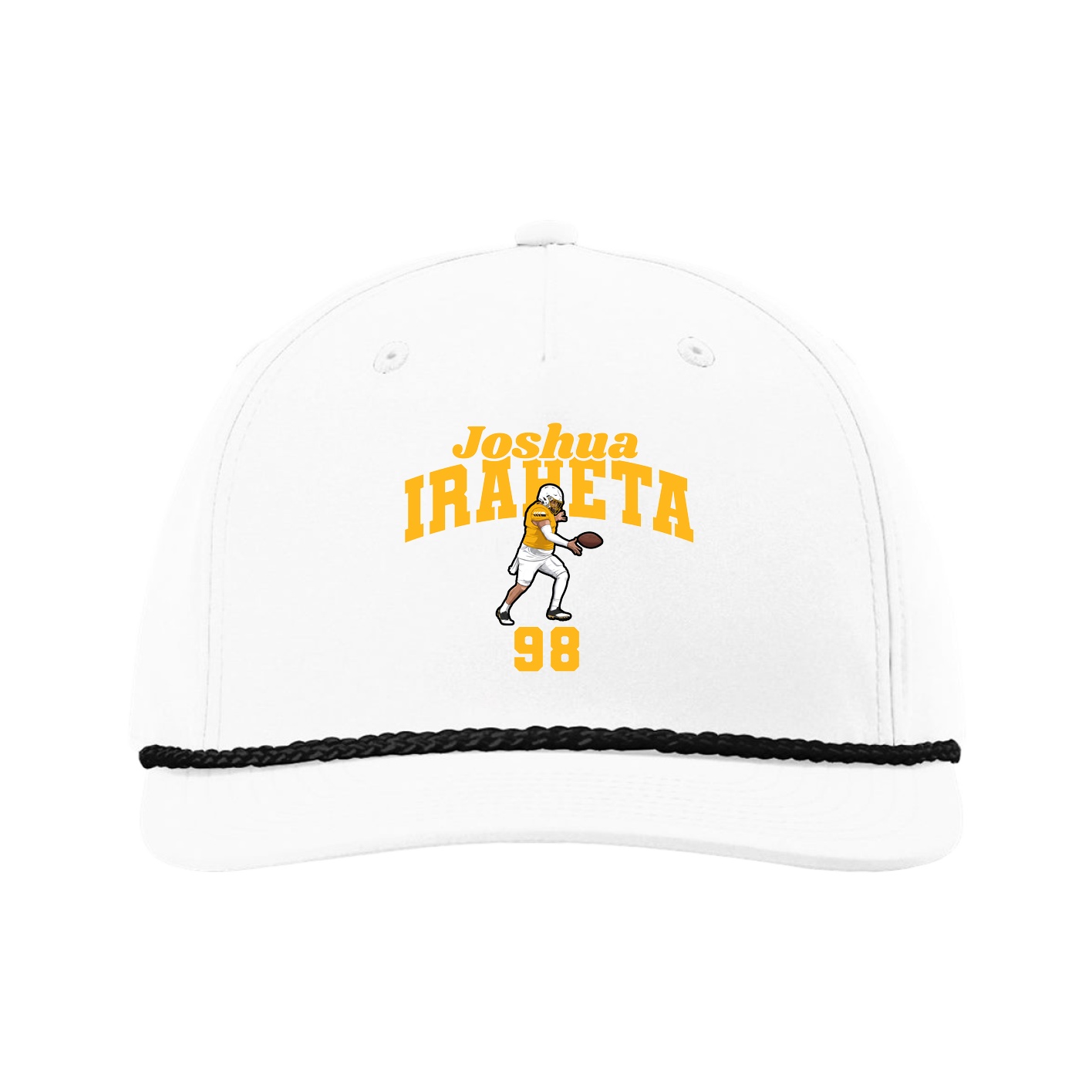 Five-Panel Classic Rope Cap — Signature Arch in White