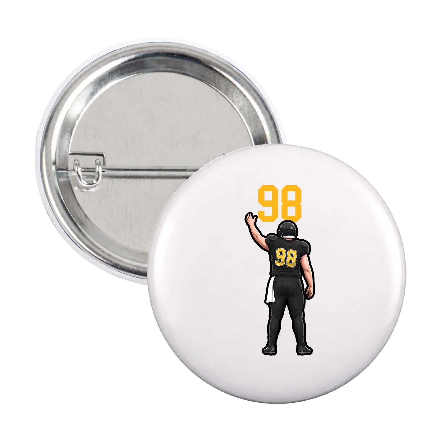 Game Day Button — Number Top in White