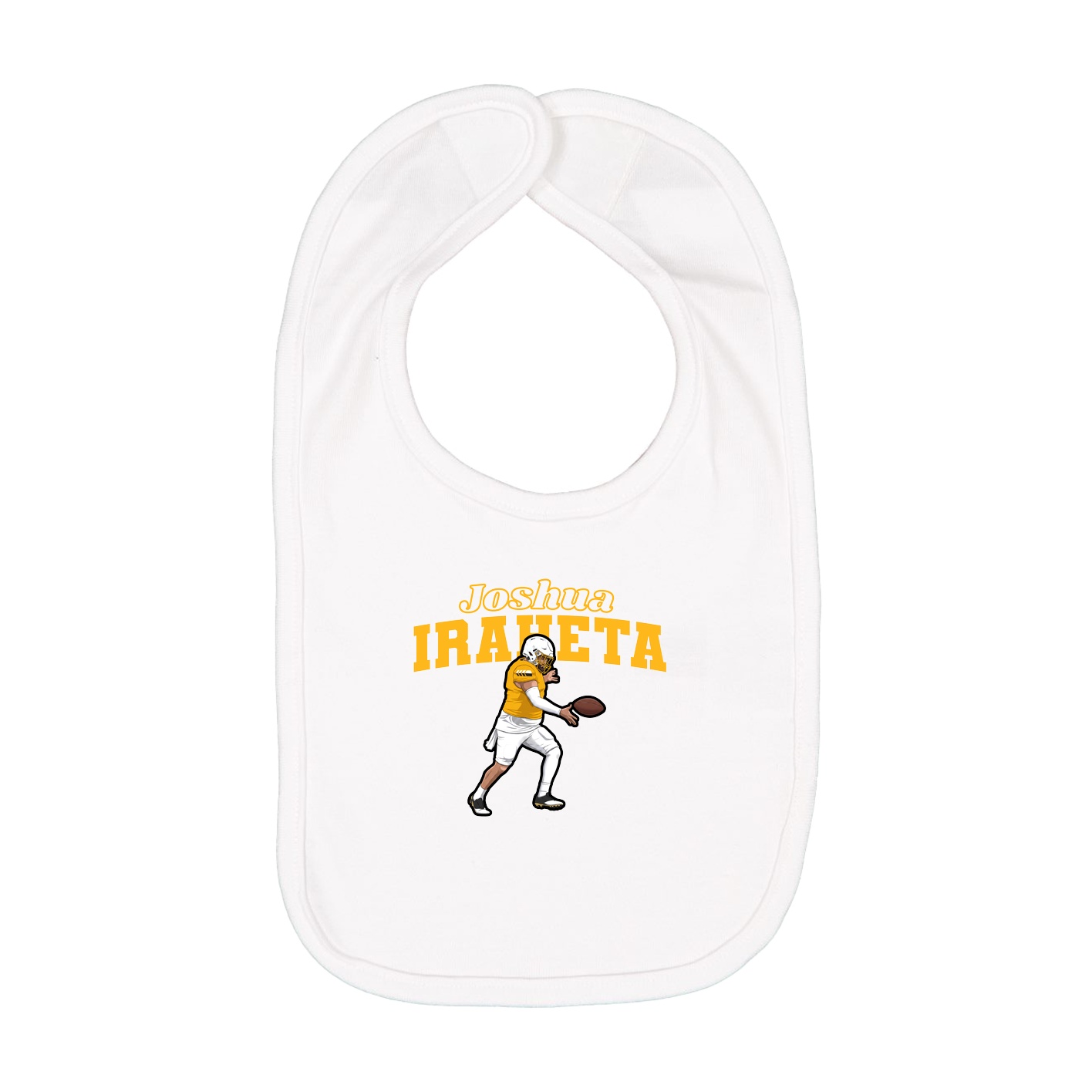 Infant Bib — Name Arch in White