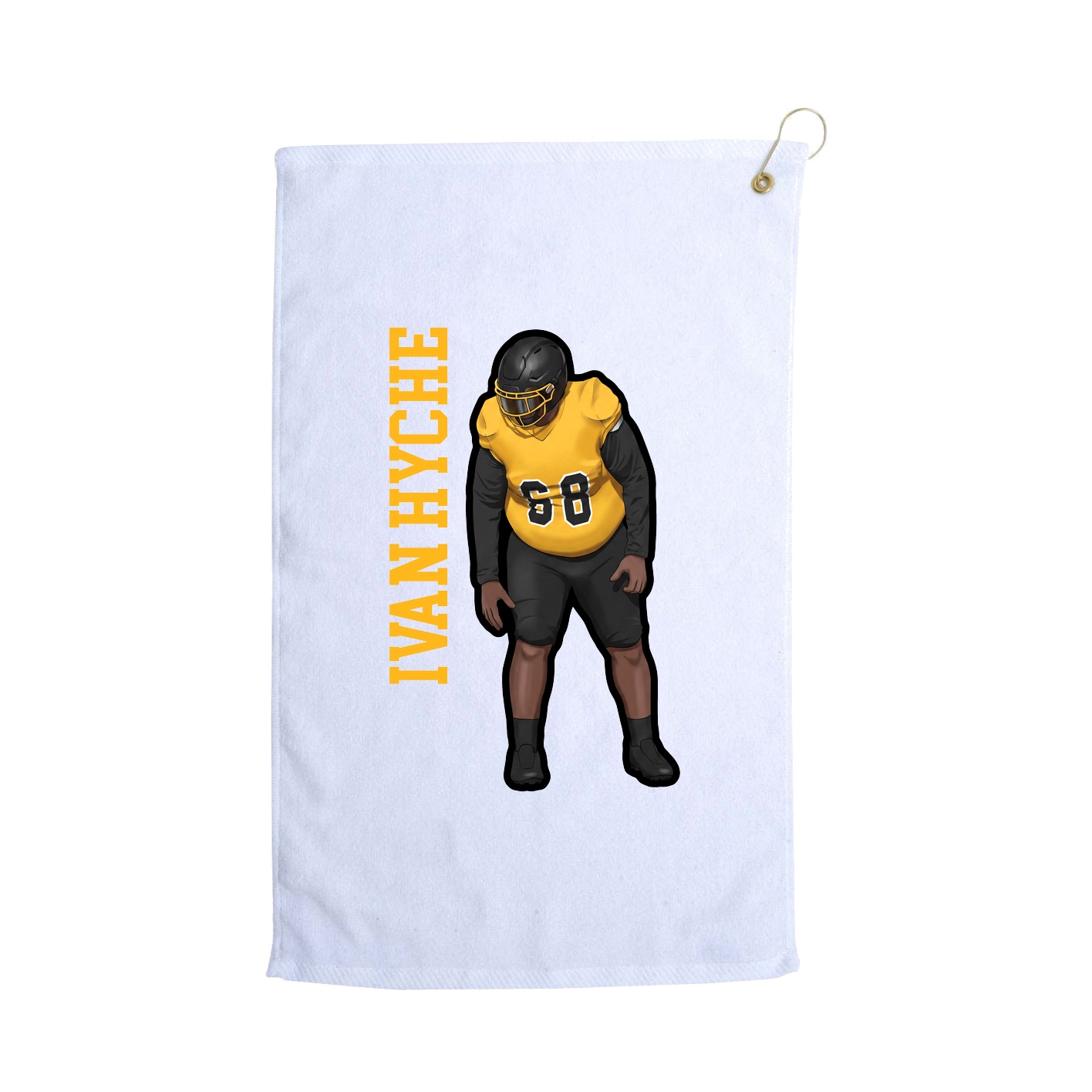 Golf Towel — Name Vertical in White