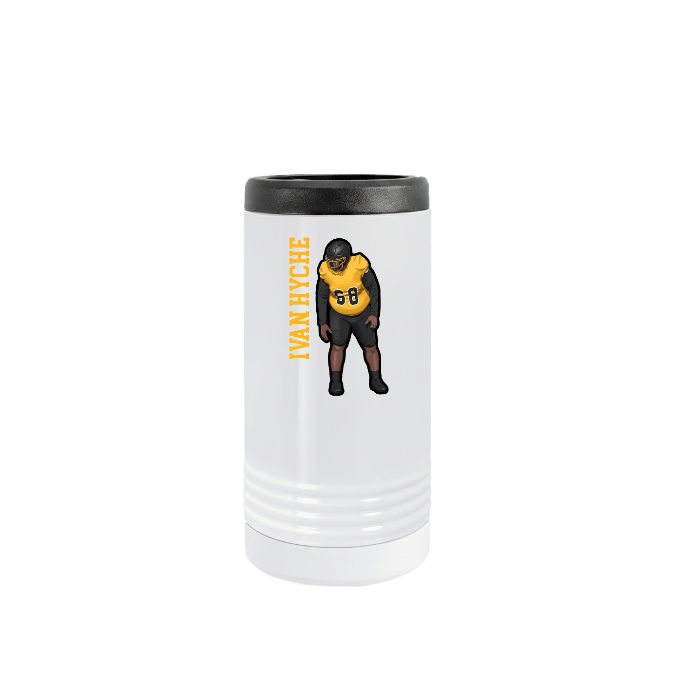 Slim Beverage Holder — Name Vertical in White