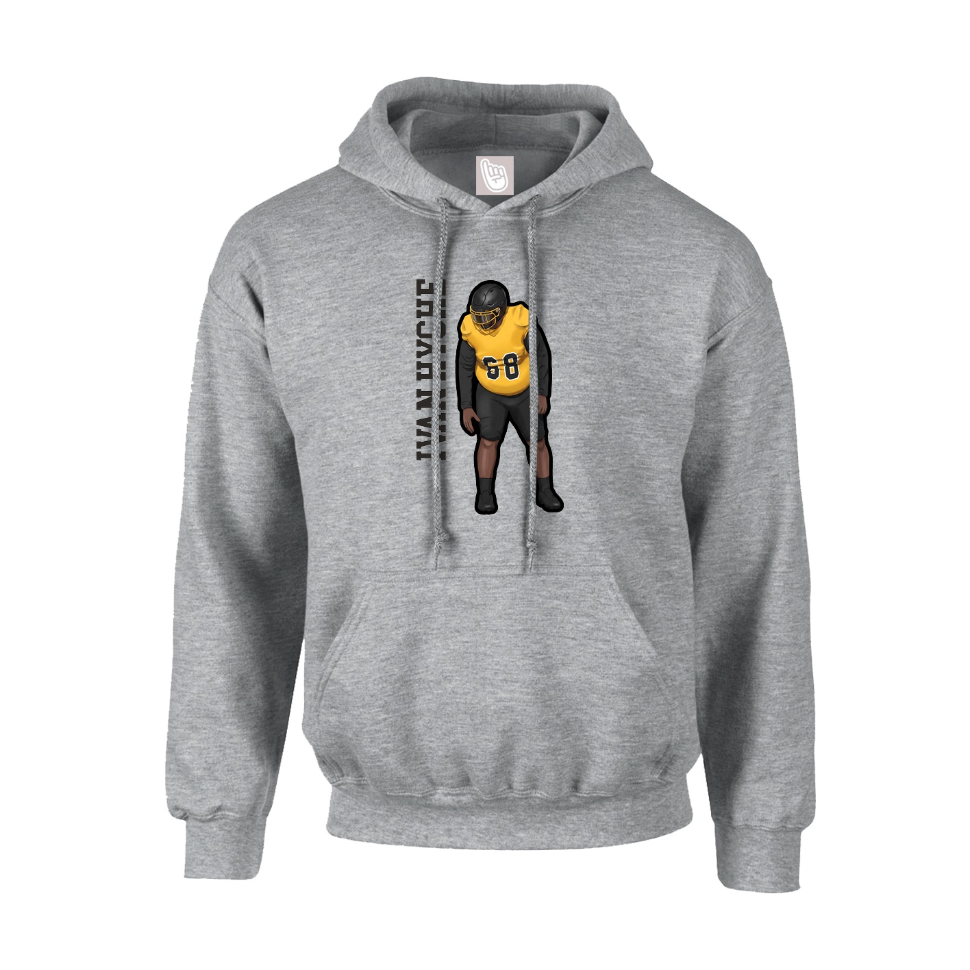 Hoodie — Name Vertical in Grey