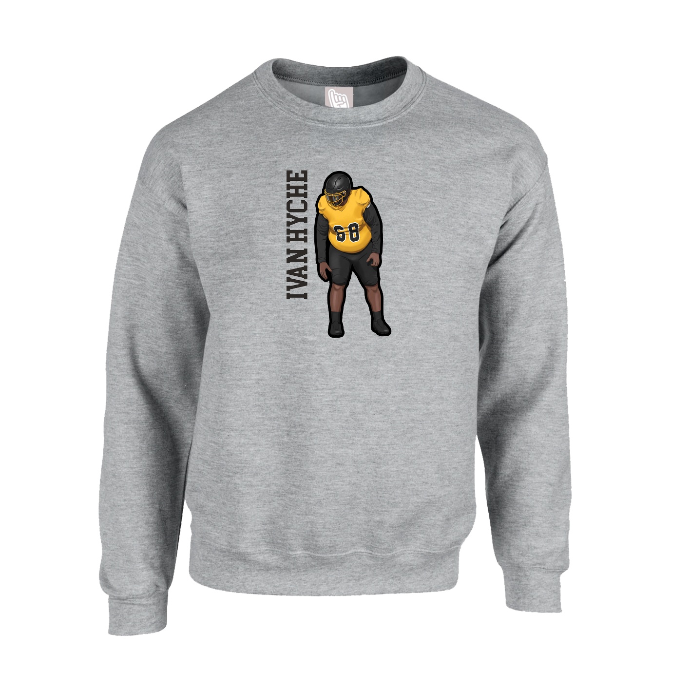 Fleece Crew — Name Vertical in Grey