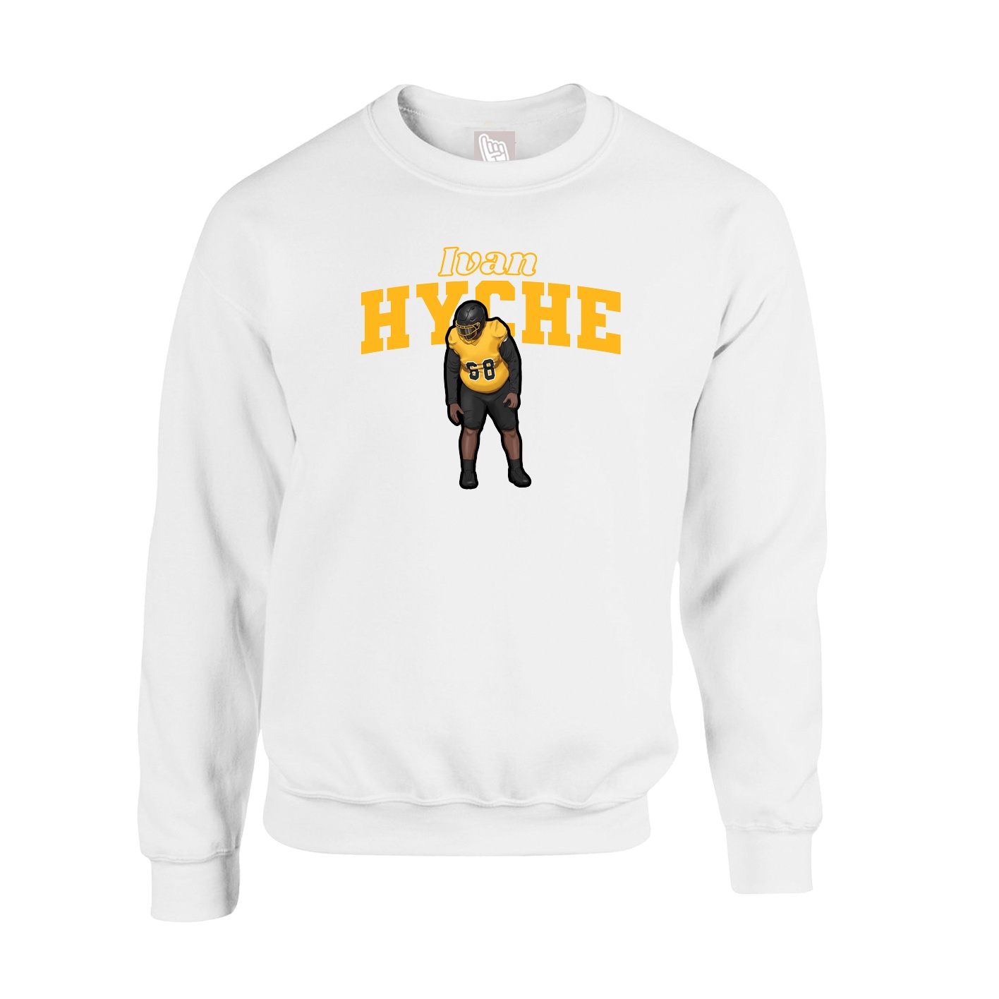 Fleece Crew — Name Arch in White