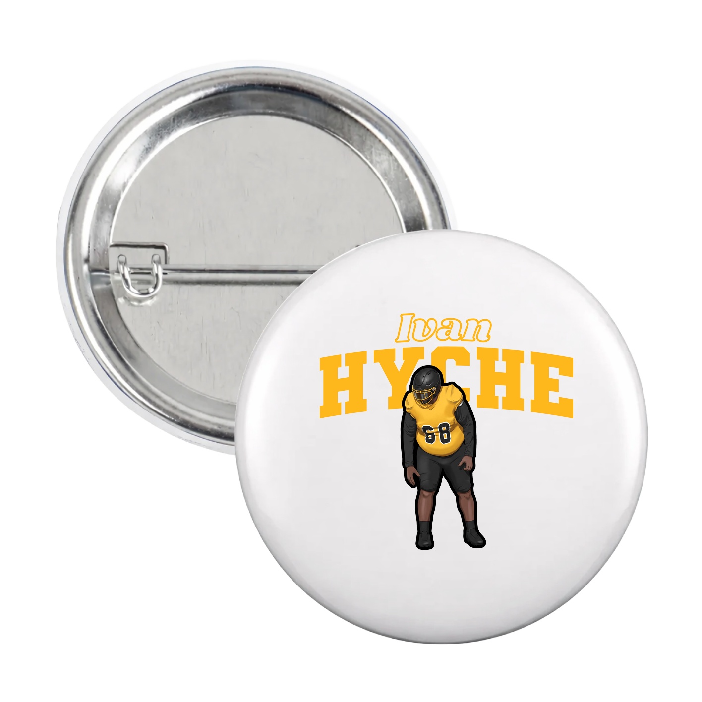 Game Day Button — Name Arch in White