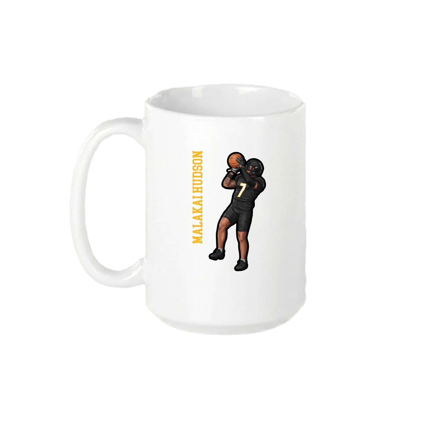 15oz Coffee Mug — Name Vertical in White