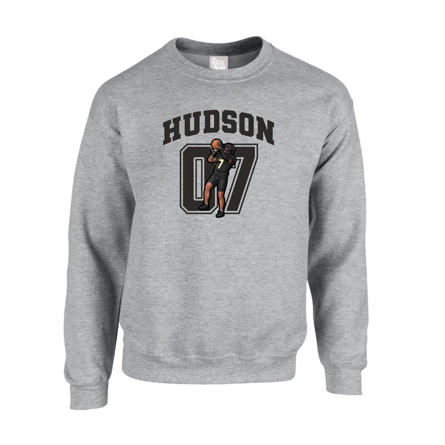 Fleece Crew — Number in Grey
