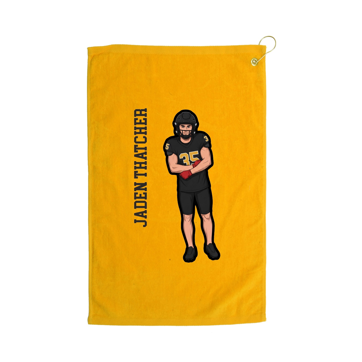 Golf Towel — Name Vertical in Gold