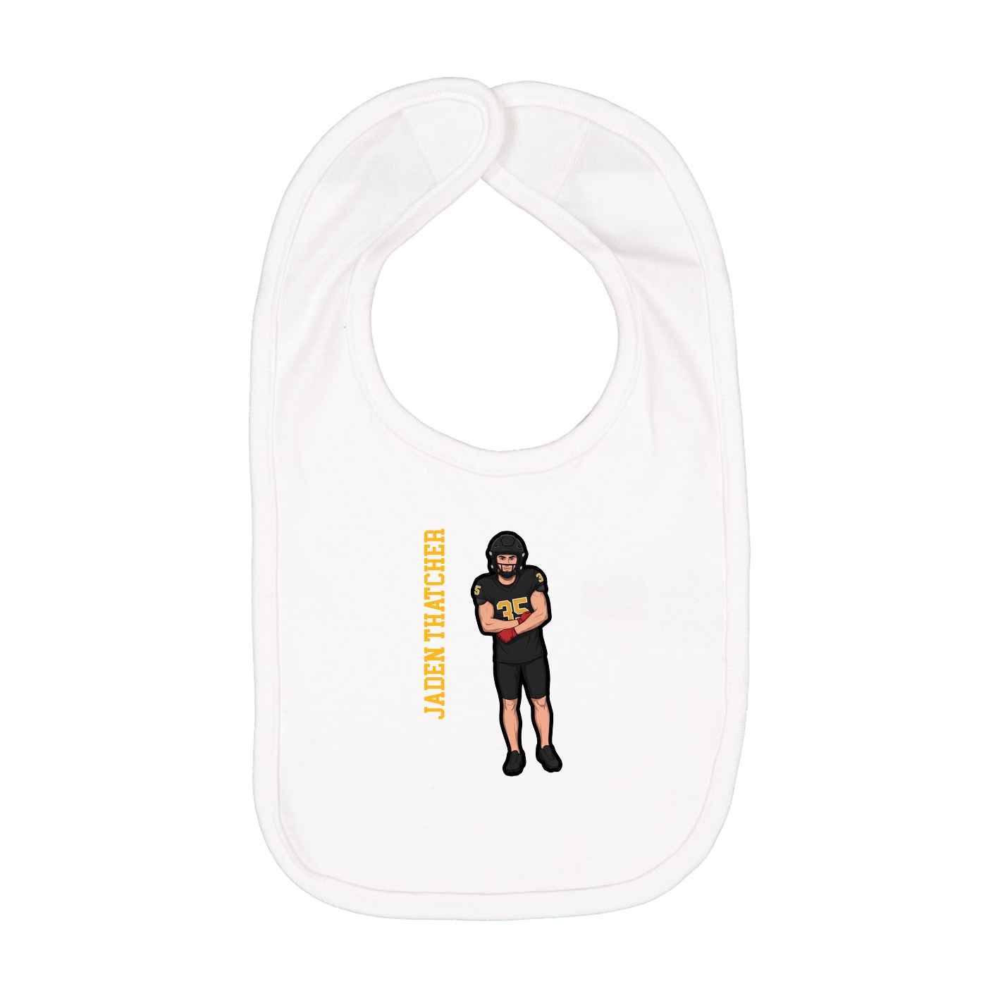 Infant Bib — Name Vertical in White