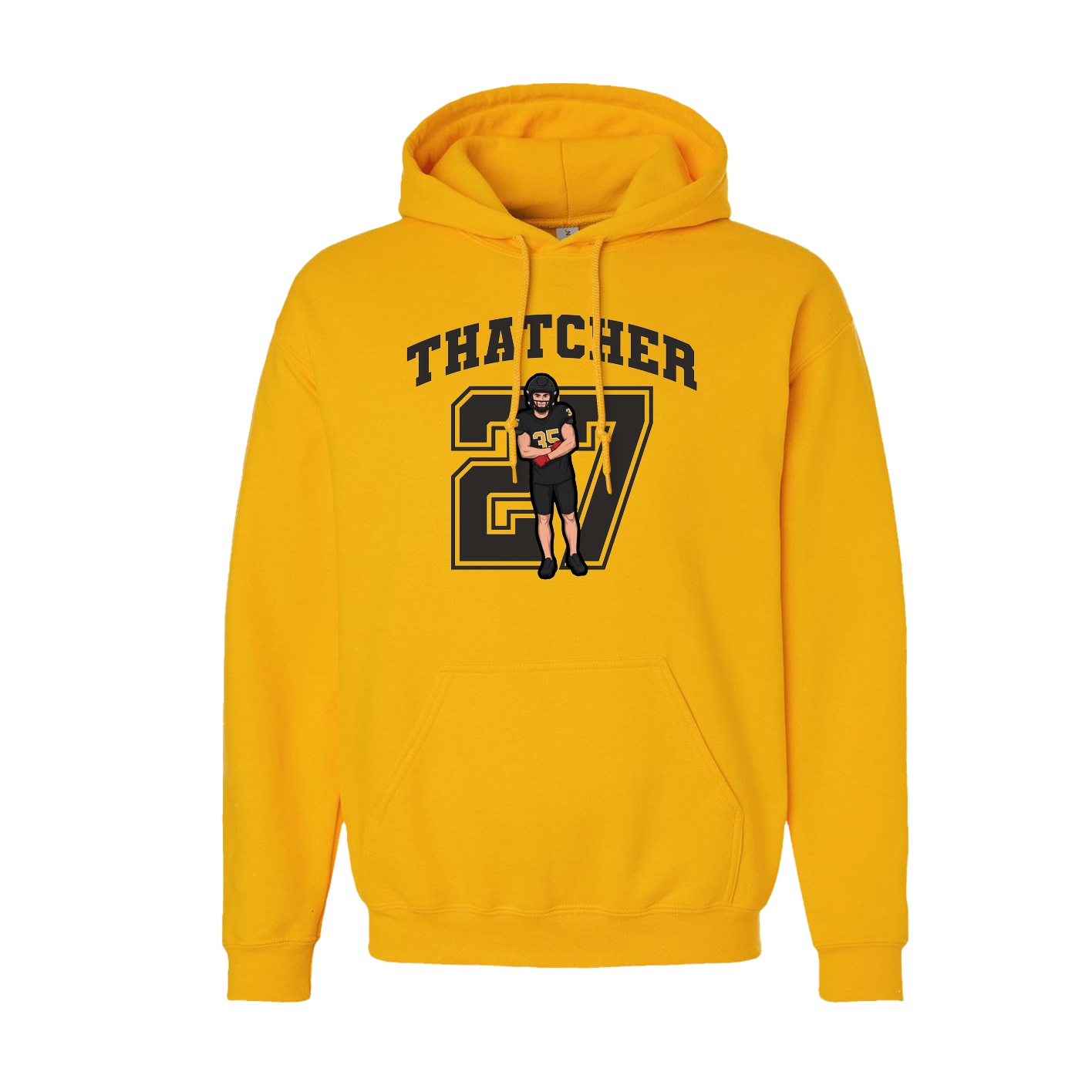 Youth Hoodie — Number in Gold