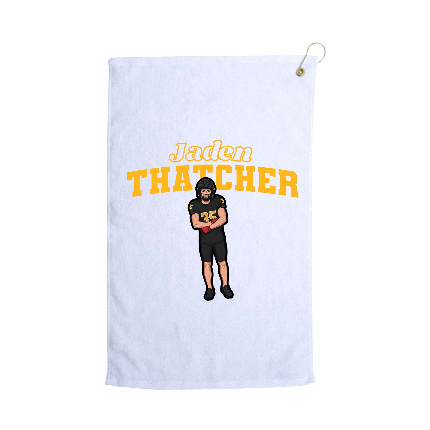 Golf Towel — Name Arch in White