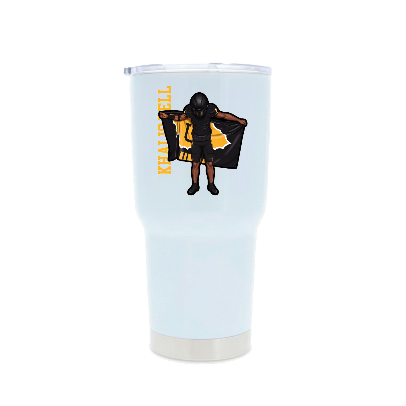30oz Stainless Steel Tumbler — Name Vertical in White