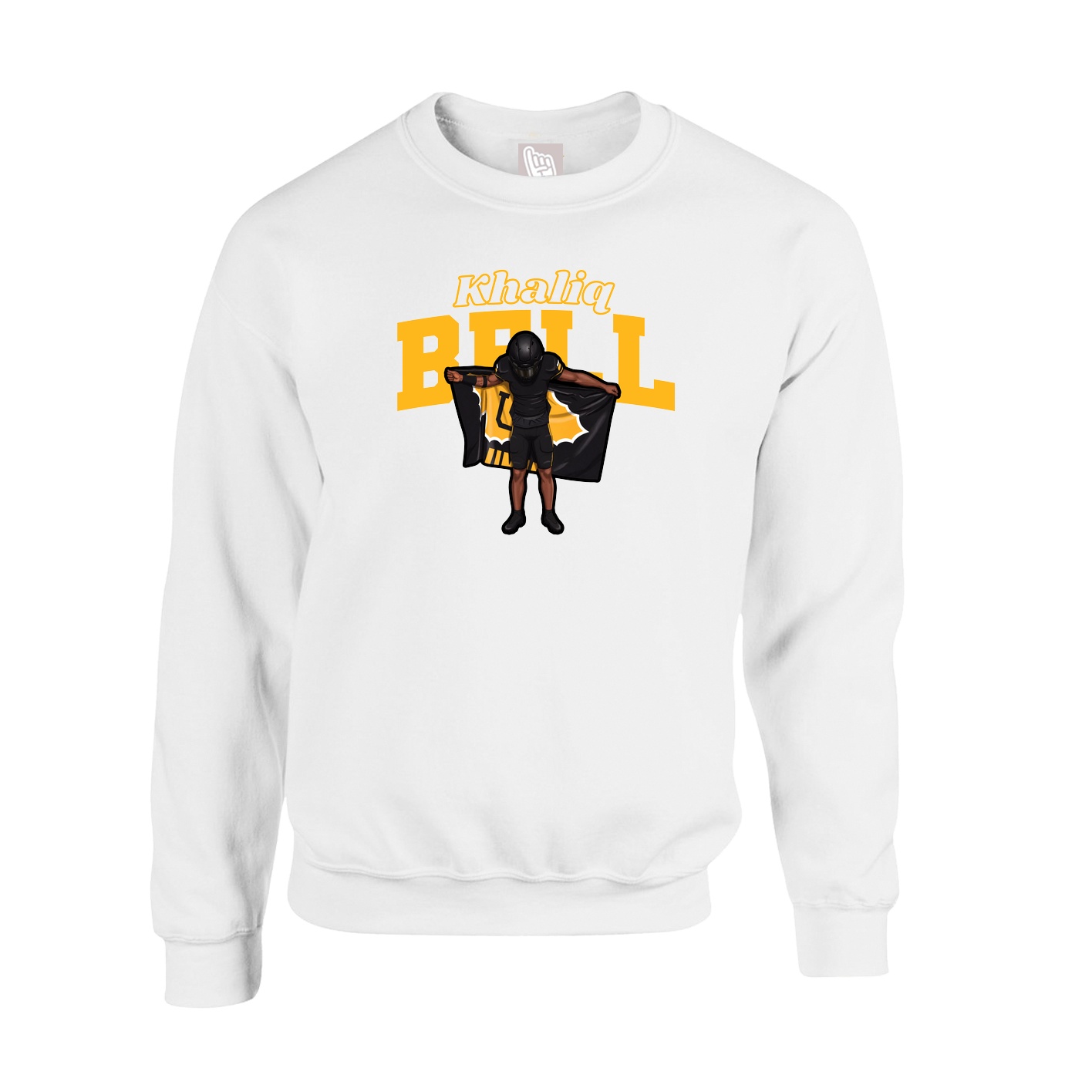 Fleece Crew — Name Arch in White