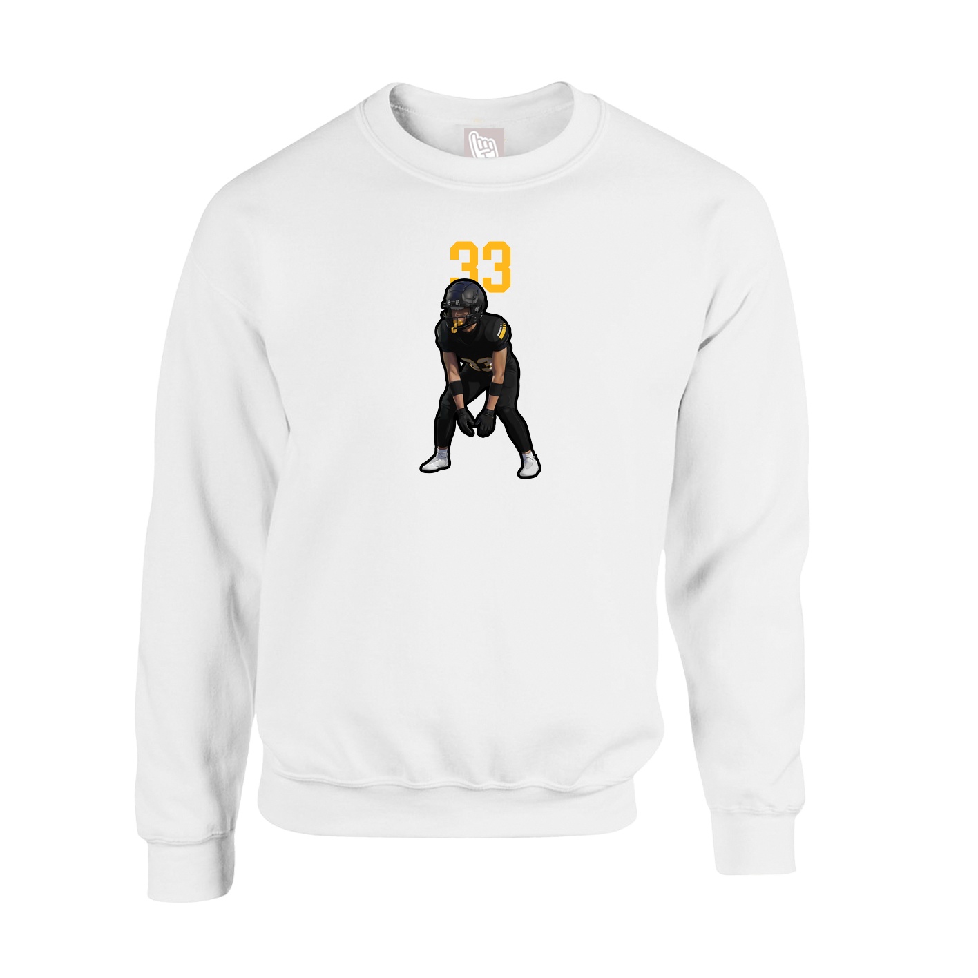 Fleece Crew — Number Top in White