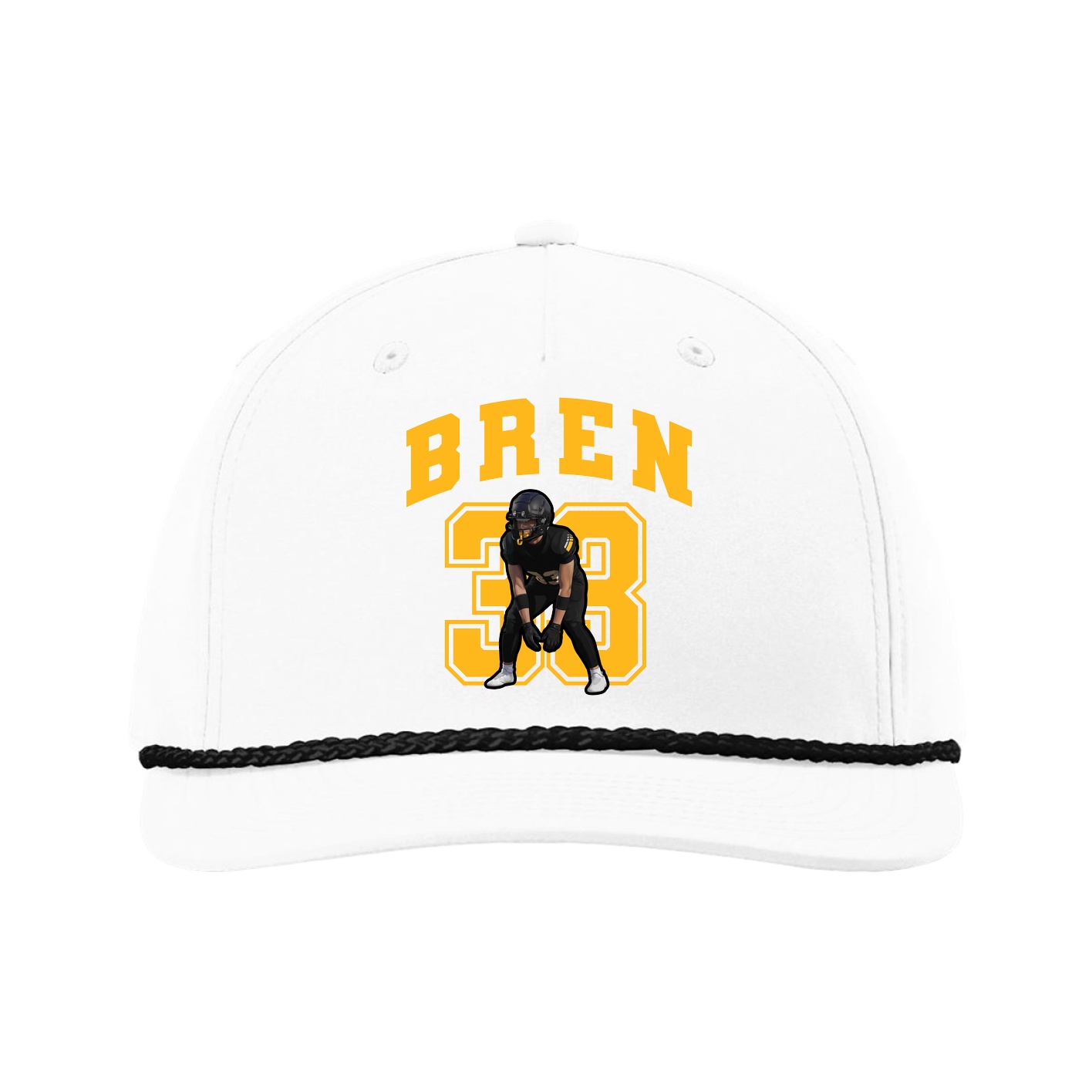 Five-Panel Classic Rope Cap — Number in White