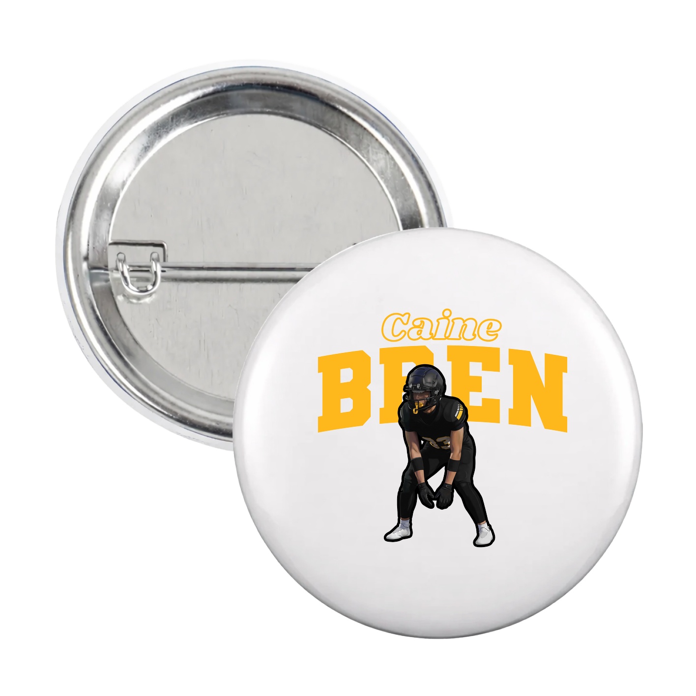 Game Day Button — Name Arch in White