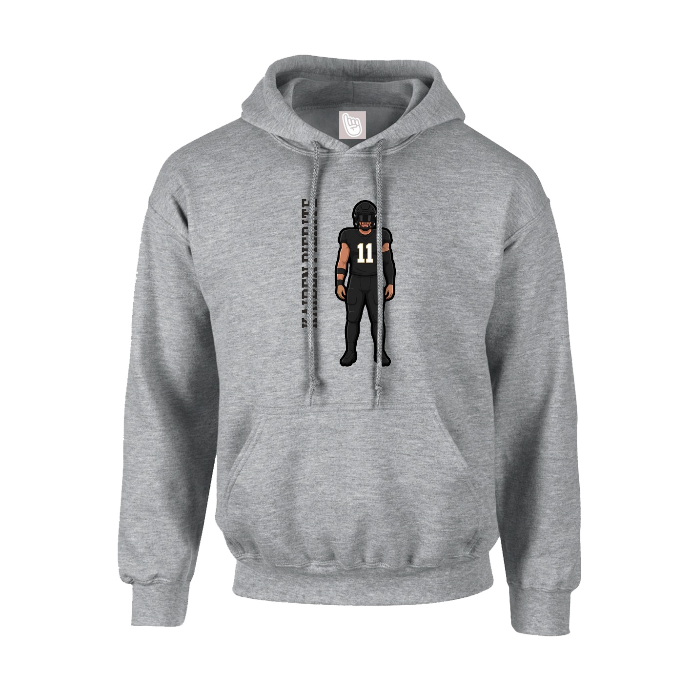 Youth Hoodie — Name Vertical in Grey