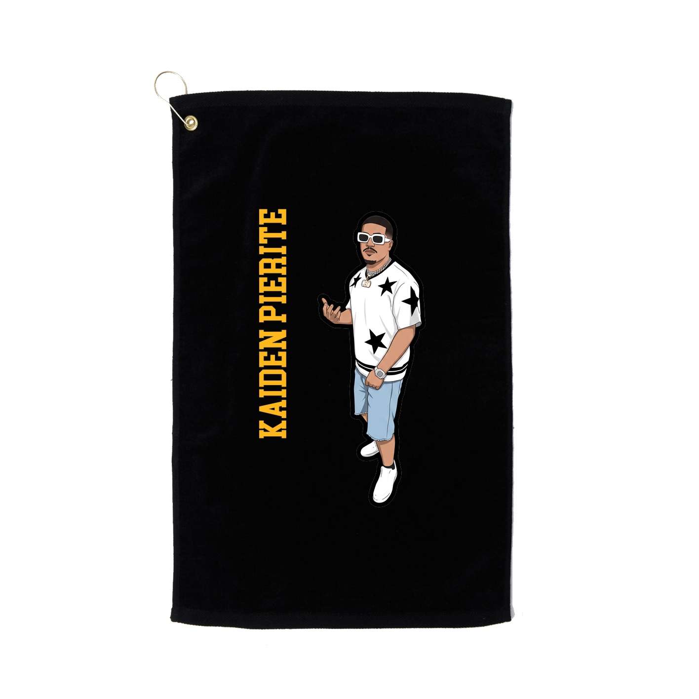 Golf Towel — Name Vertical in Black