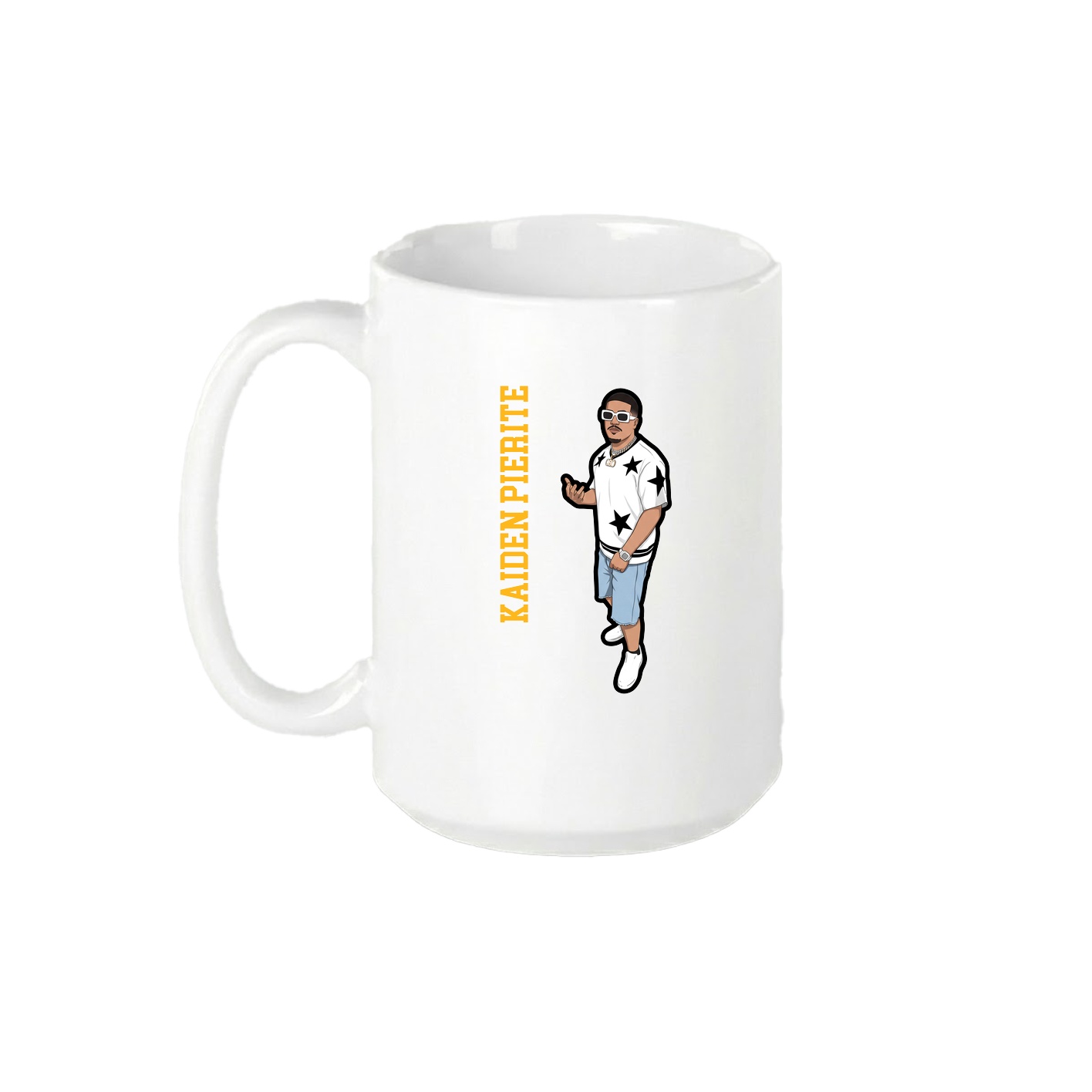 15oz Coffee Mug — Name Vertical in White
