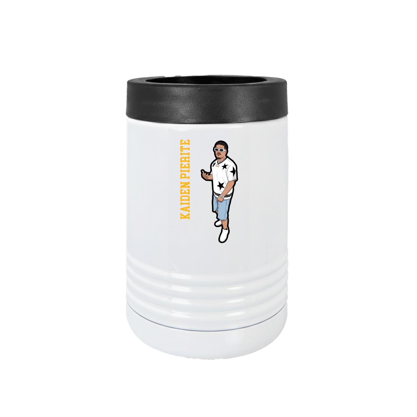 Beverage Holder — Name Vertical in White