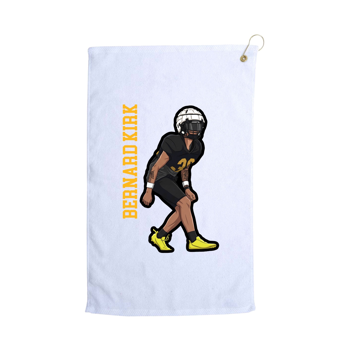 Golf Towel — Name Vertical in White