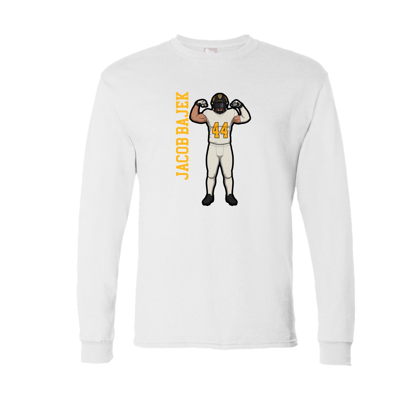 Long Sleeve Tee — Name Vertical in White
