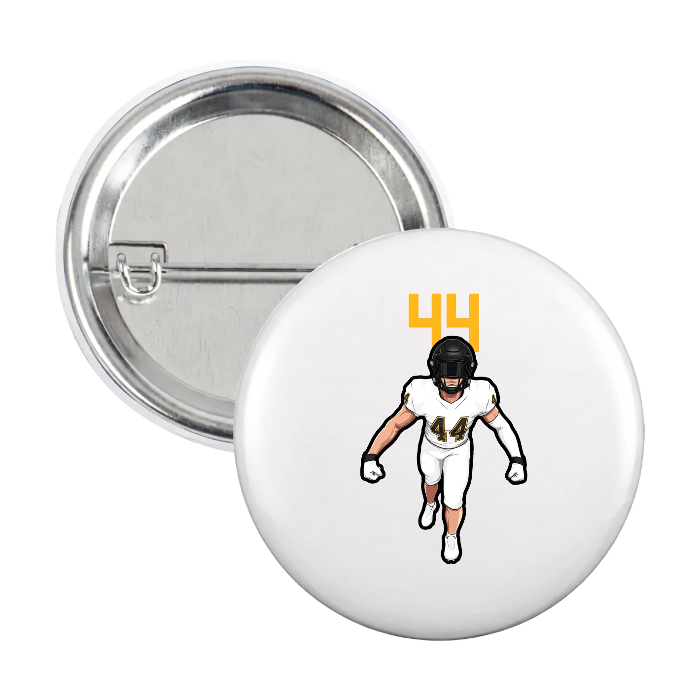 Game Day Button — Number Top in White