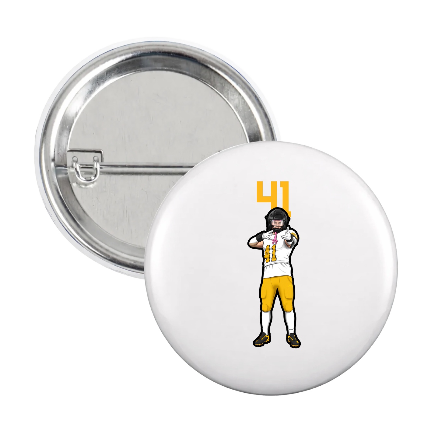 Game Day Button — Number Top in White