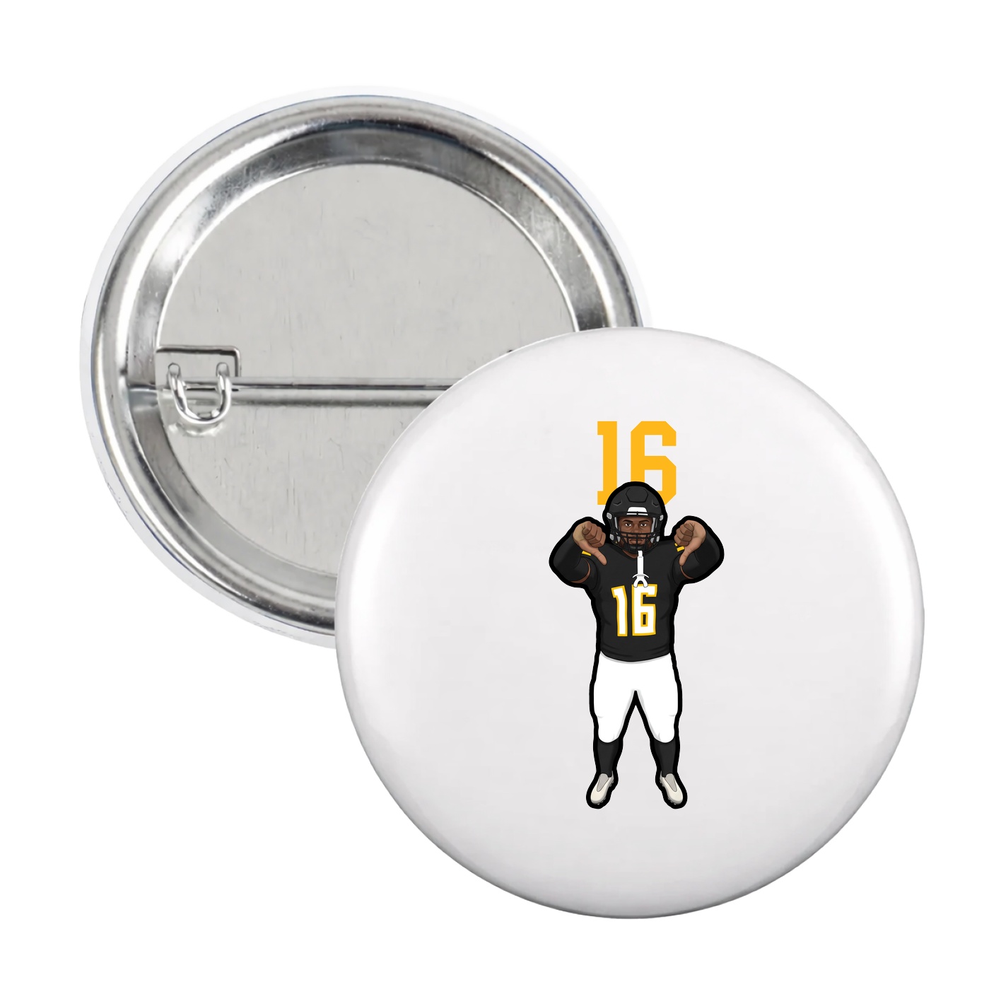 Game Day Button — Number Top in White