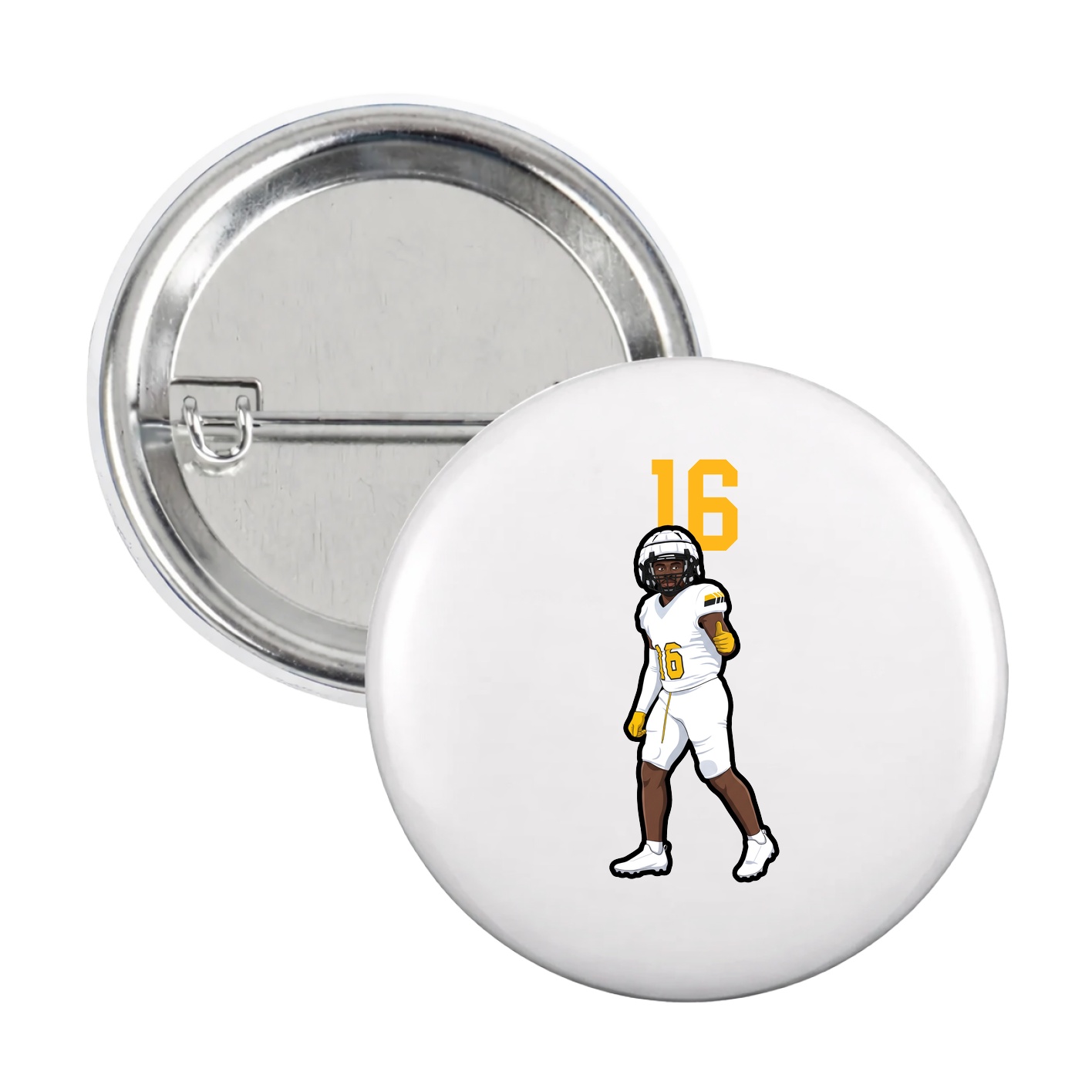 Game Day Button — Number Top in White