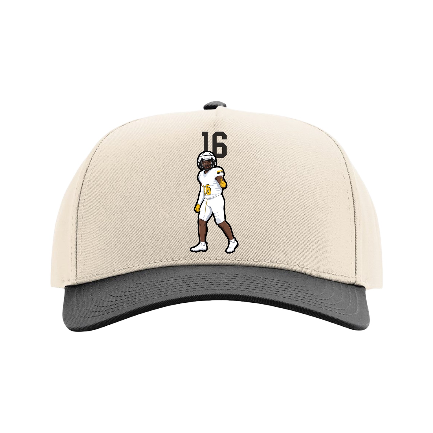 Full Fabric Five-Panel Champ Cap — Number Top in Cream/Black
