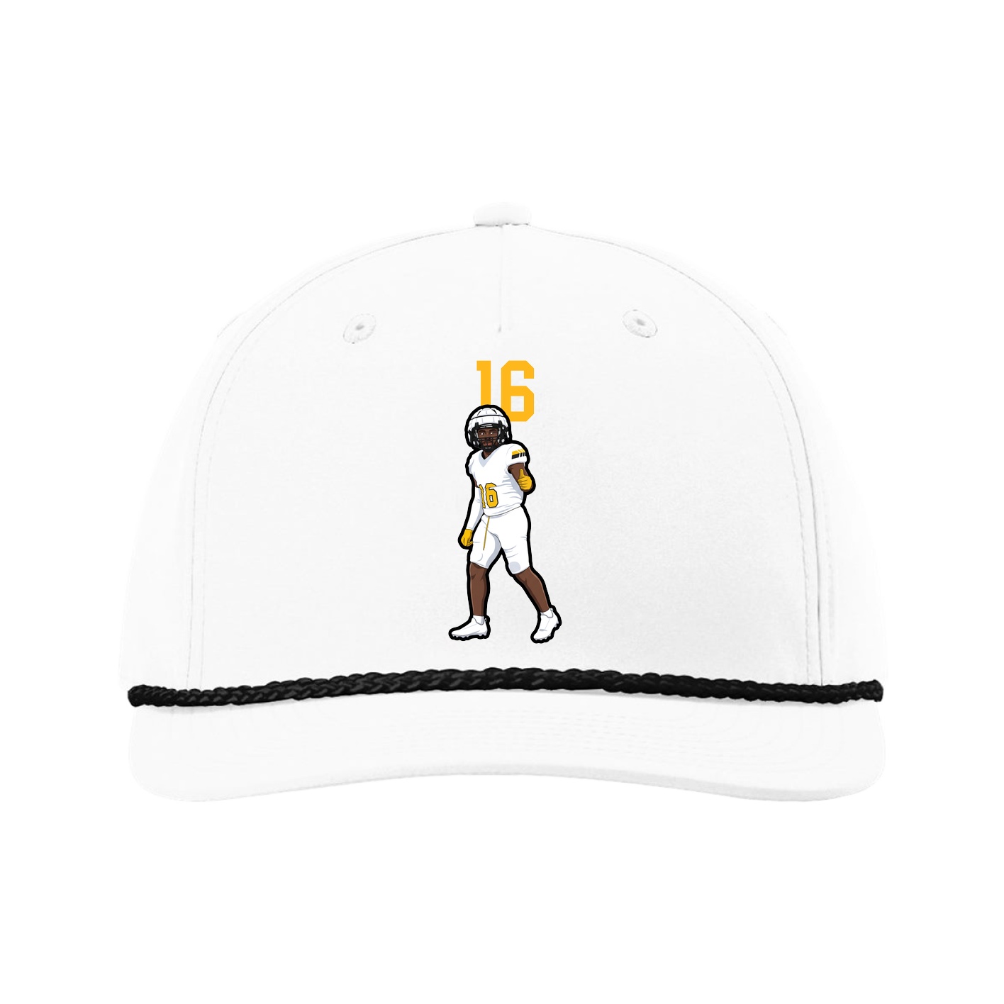 Five-Panel Classic Rope Cap — Number Top in White