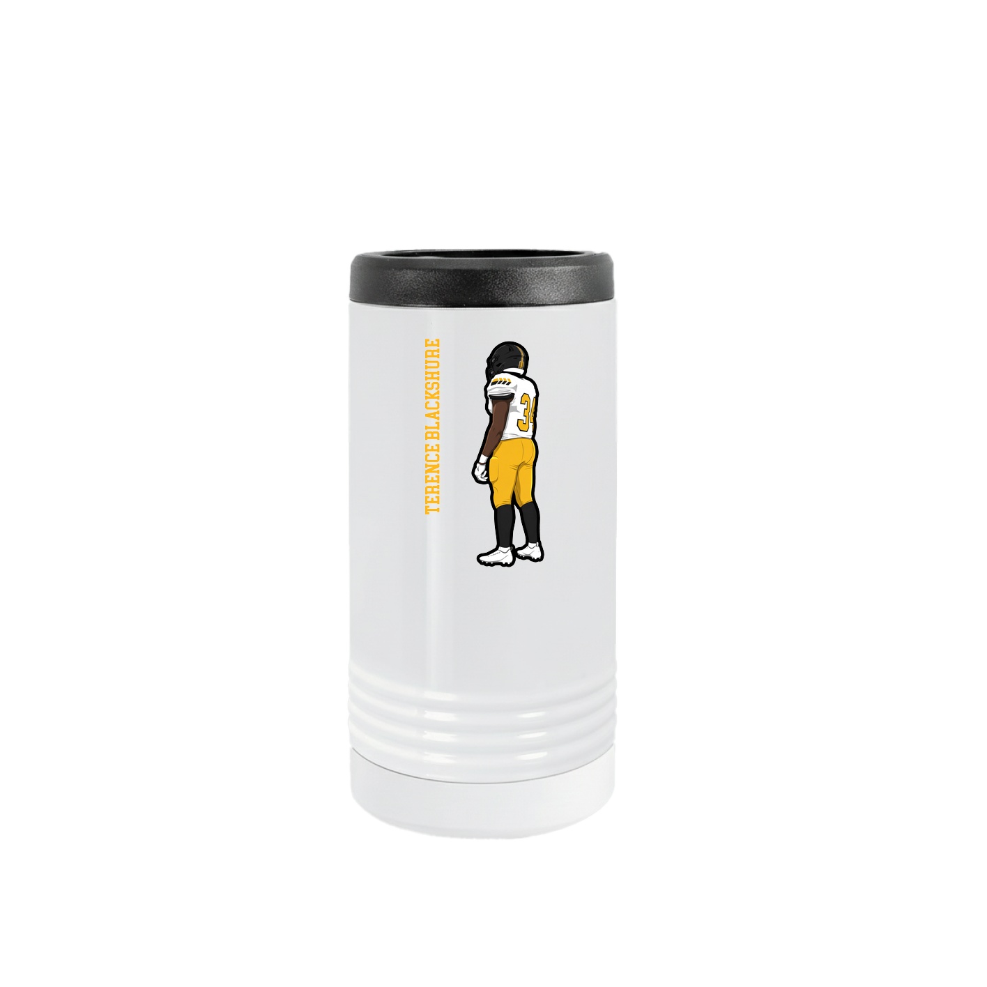 Slim Beverage Holder — Name Vertical in White