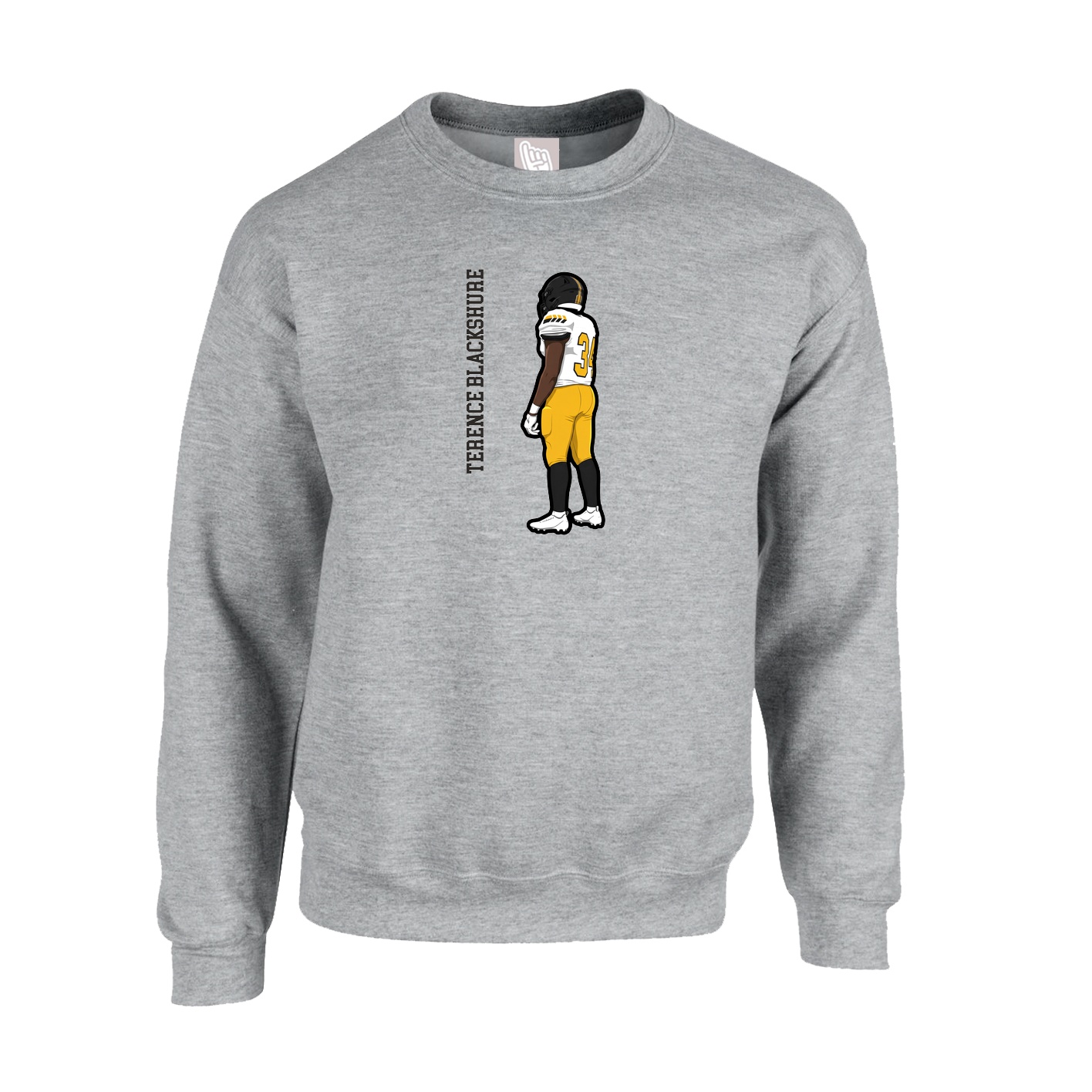 Fleece Crew — Name Vertical in Grey