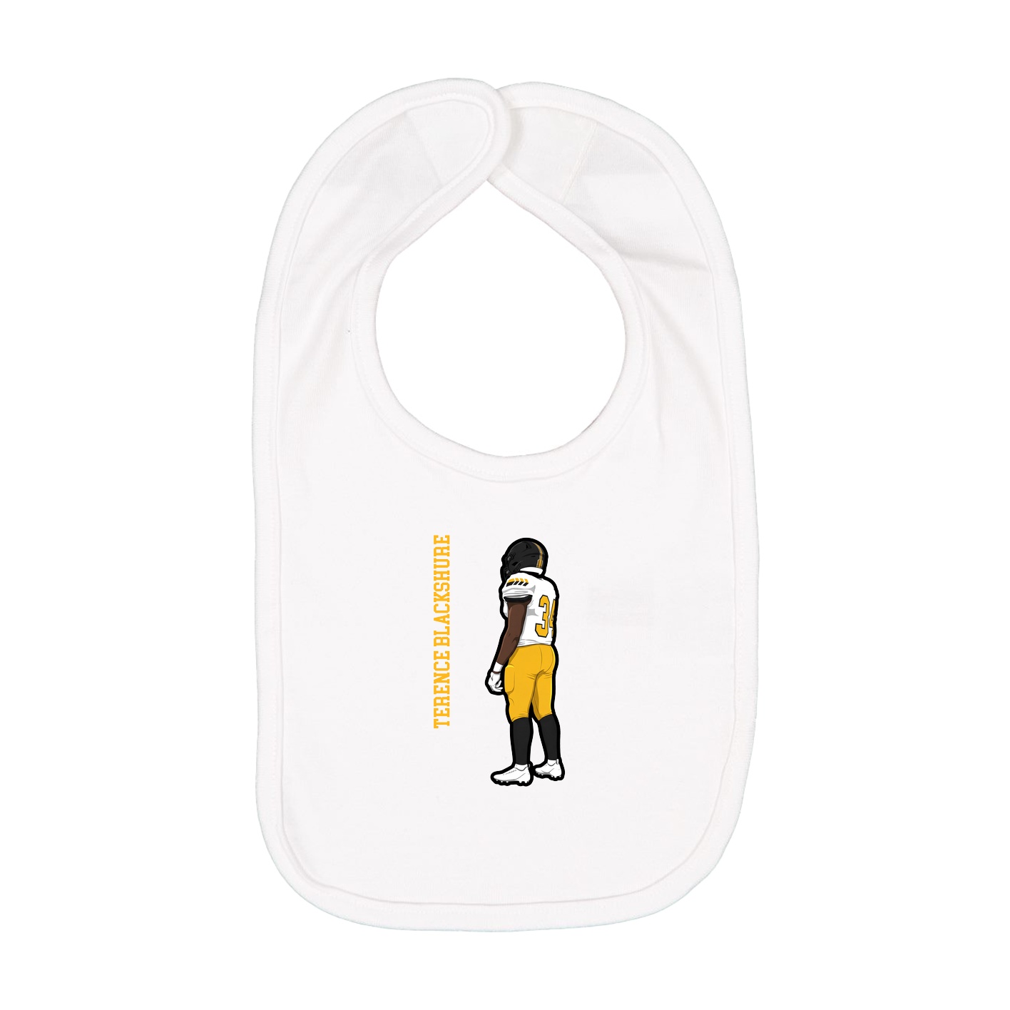 Infant Bib — Name Vertical in White