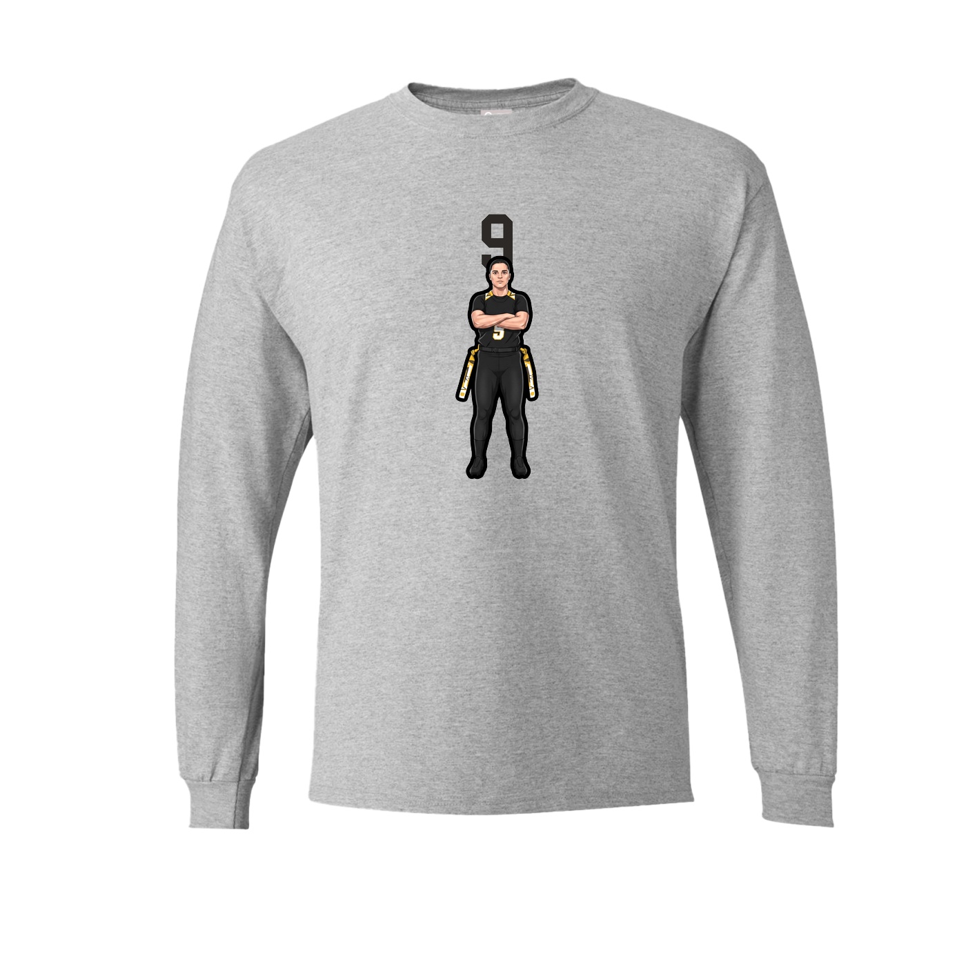 Long Sleeve Tee — Number Top in Grey