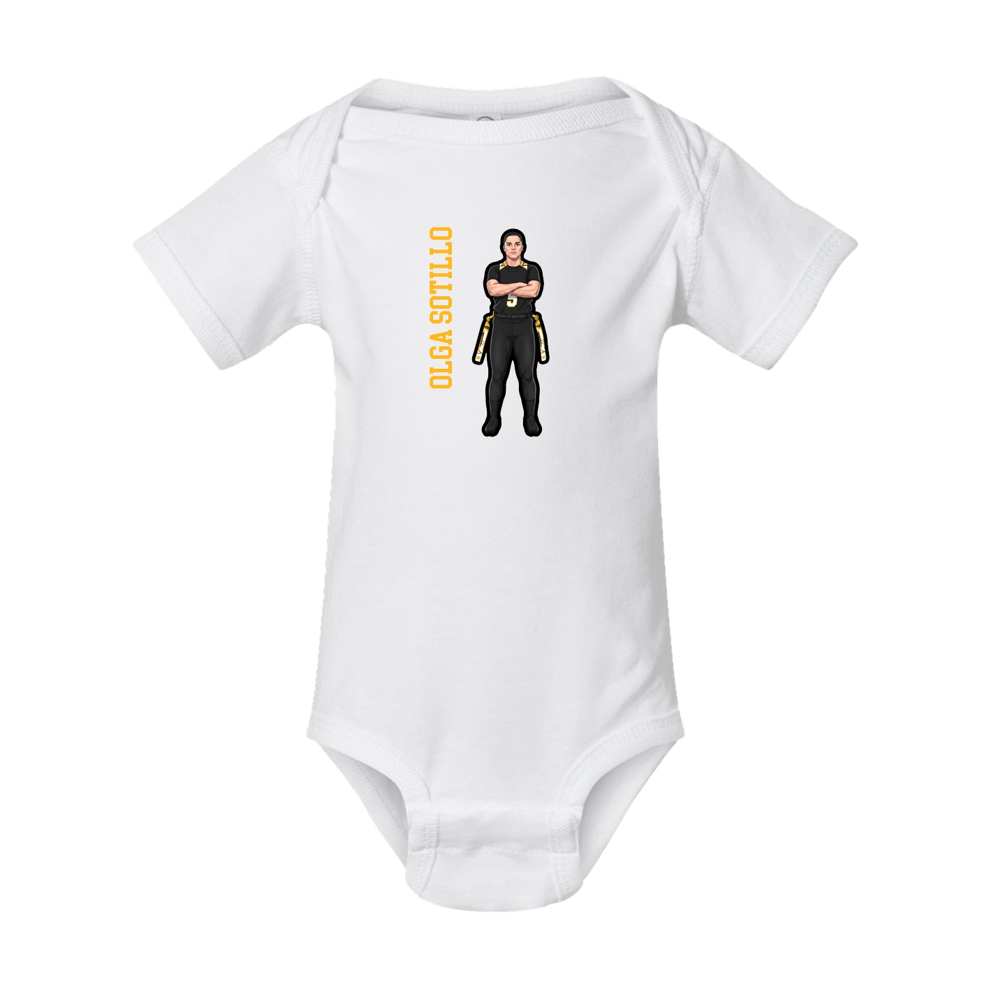Baby Onesie — Name Vertical in White
