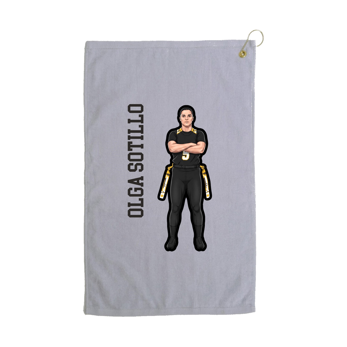 Golf Towel — Name Vertical in Grey