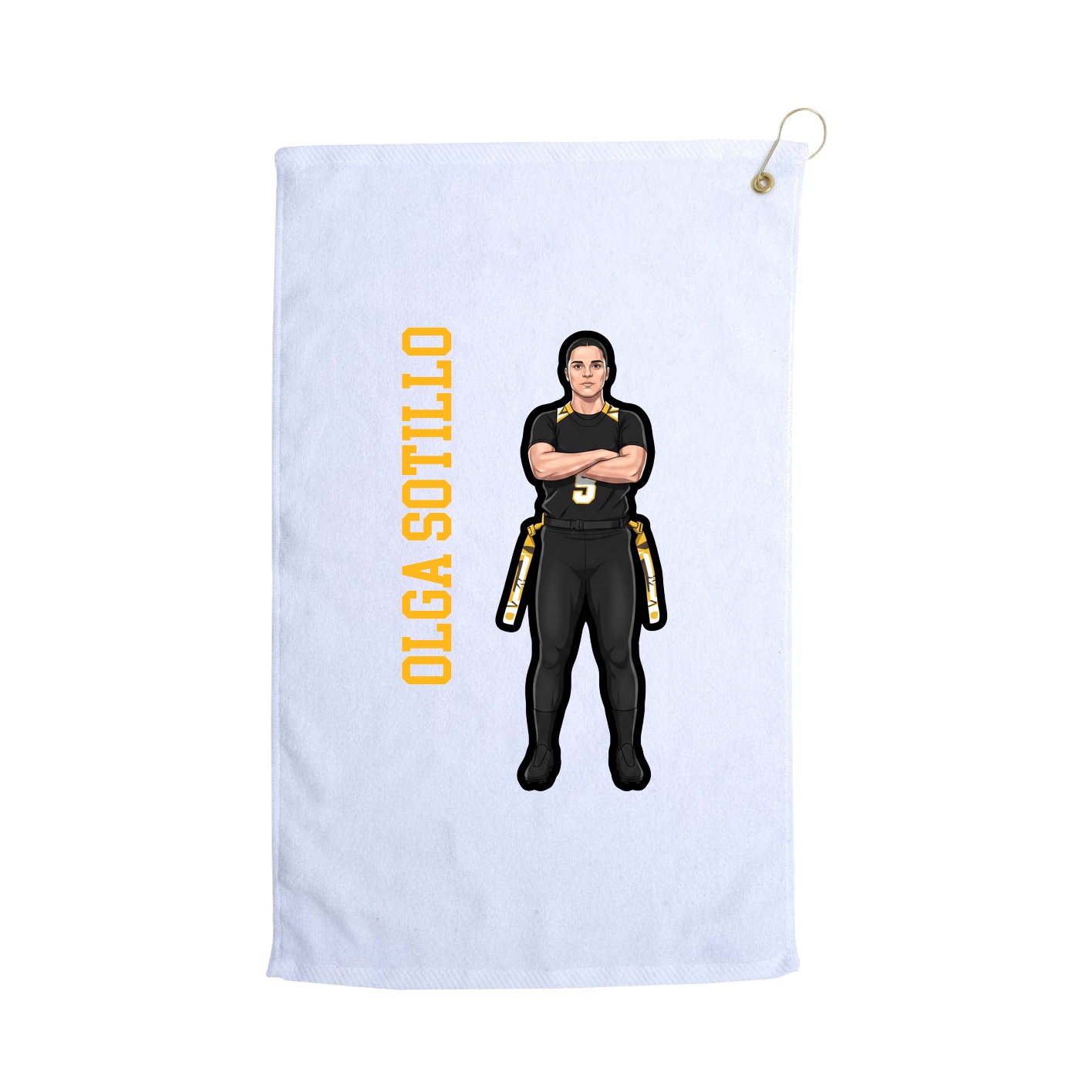 Golf Towel — Name Vertical in White