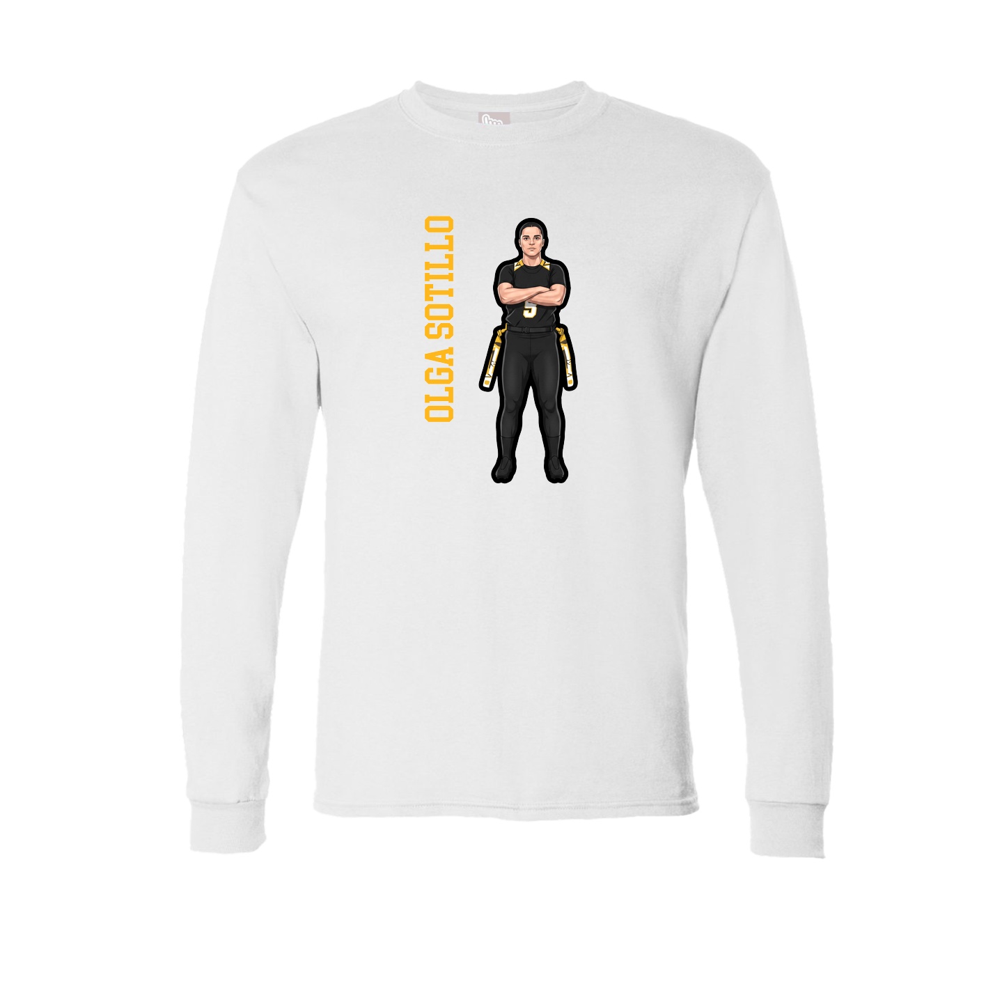 Long Sleeve Tee — Name Vertical in White