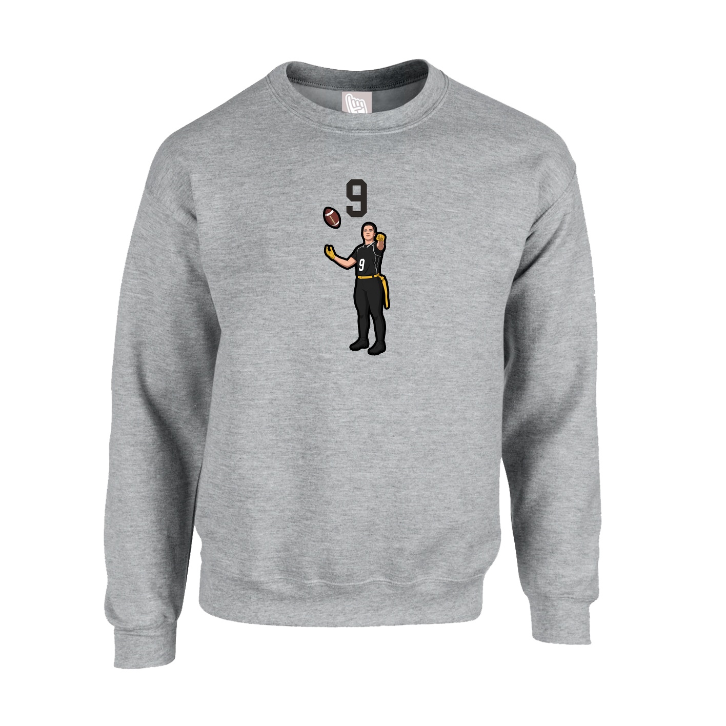 Fleece Crew — Number Top in Grey