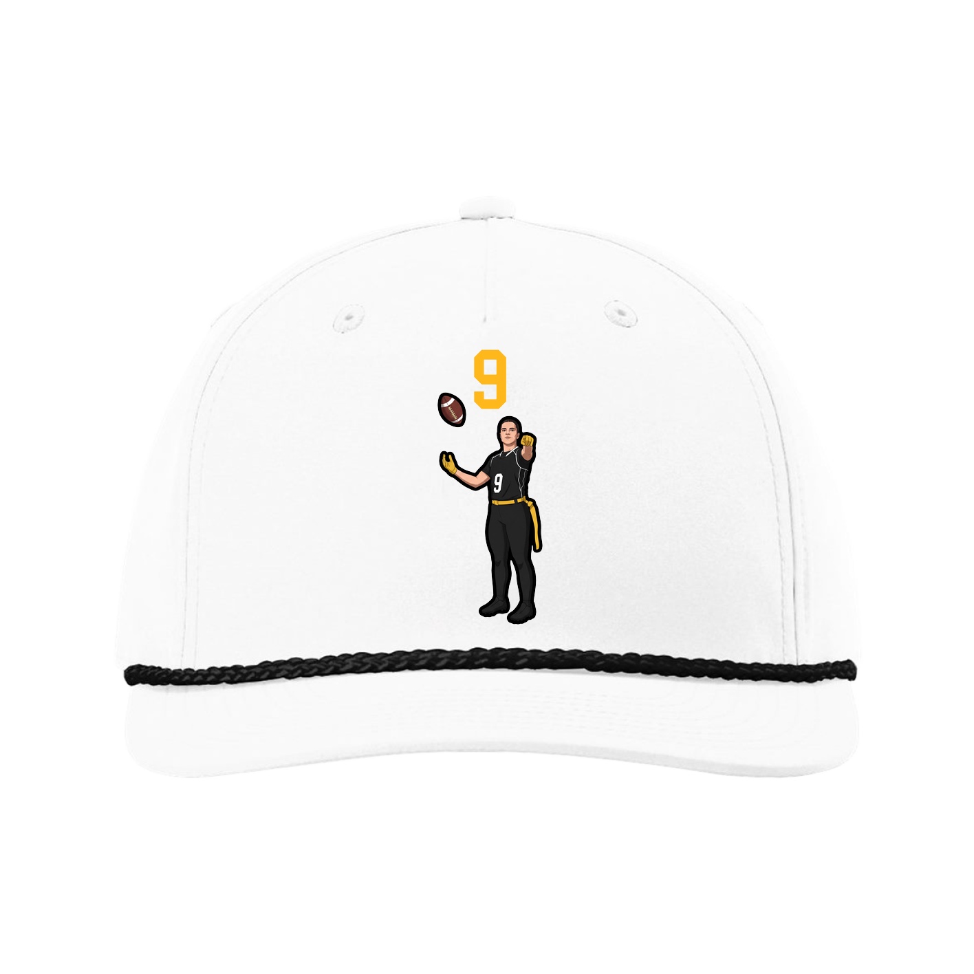 Five-Panel Classic Rope Cap — Number Top in White
