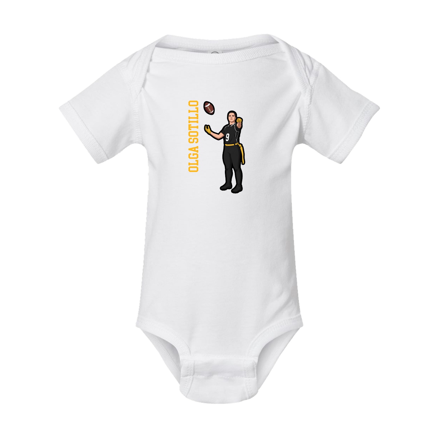 Baby Onesie — Name Vertical in White