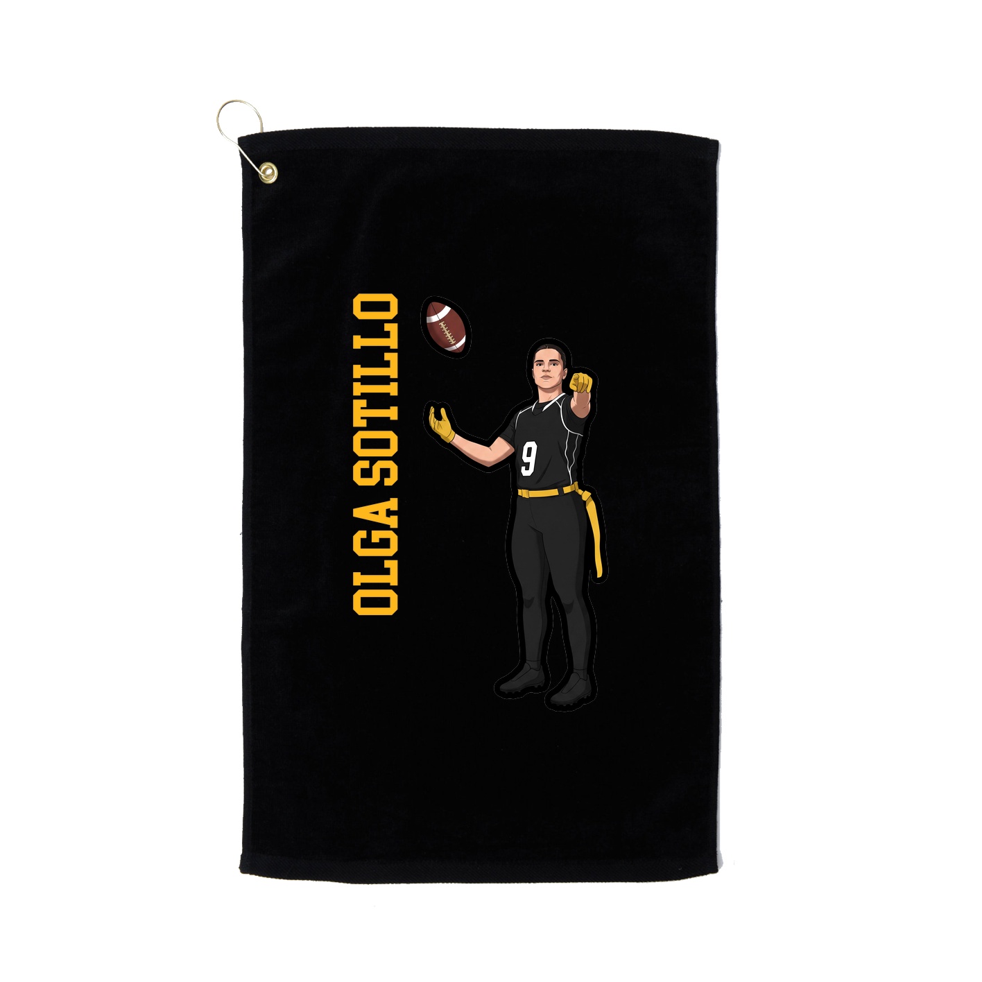 Golf Towel — Name Vertical in Black