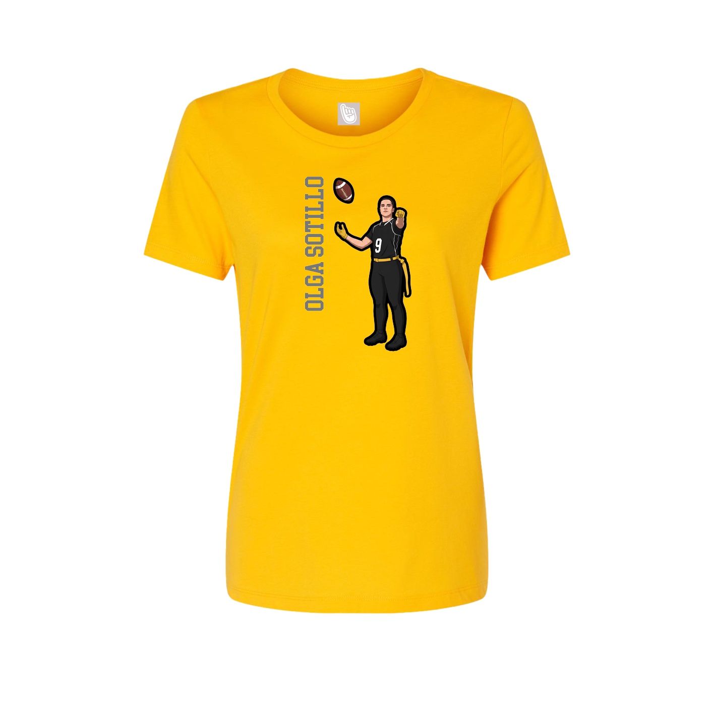 Womens Tee — Name Vertical in Gold